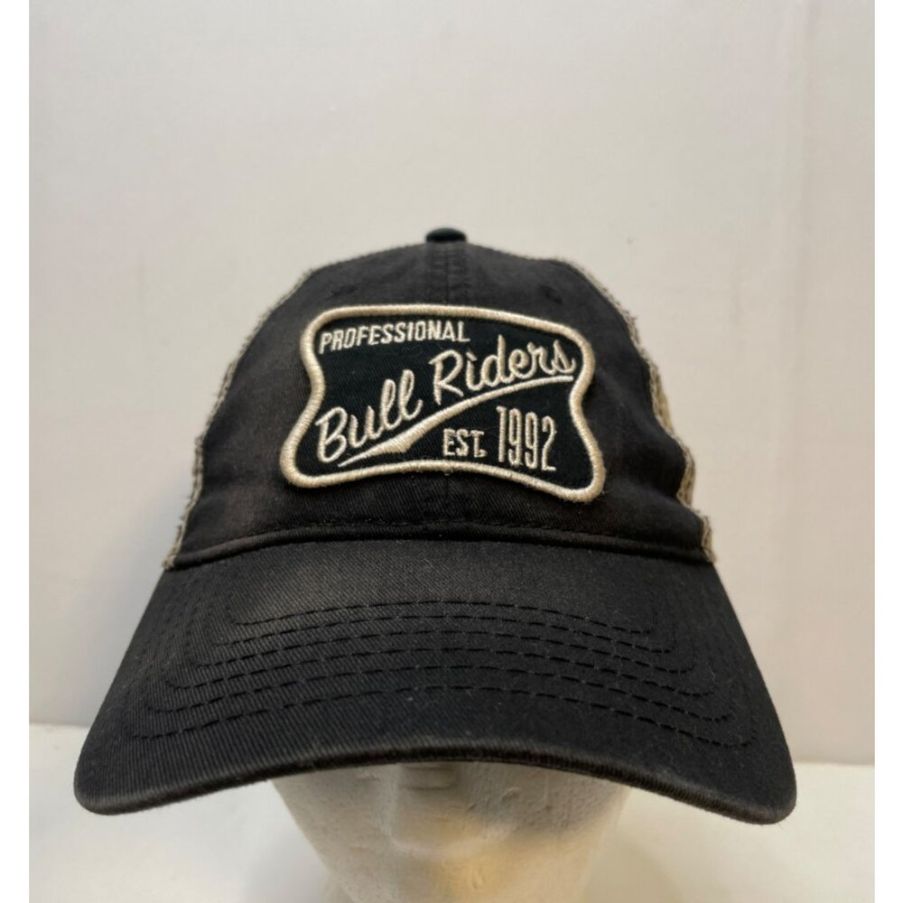 PBR Professional Bull Riders hat cap 7" trucker mesh snap back black